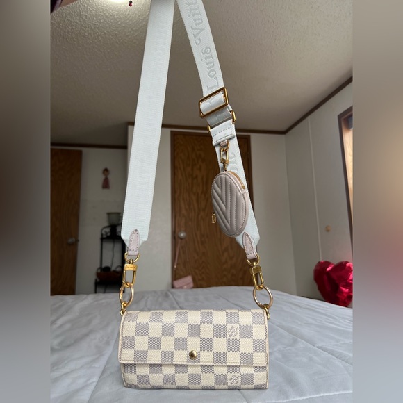 Louis Vuitton Damier Azur Sara Long Wallet & Jacquard strap with coin purse - Picture 3 of 17